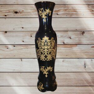12" Black & Gold Ceramic Vase